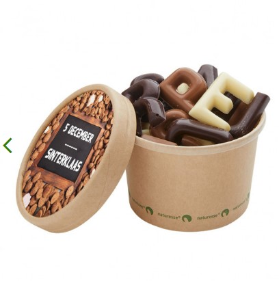 Bio verpakking met chocoladeletters voor de Sint