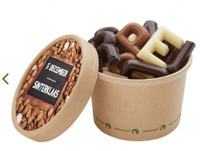 Bio verpakking met chocoladeletters voor de Sint